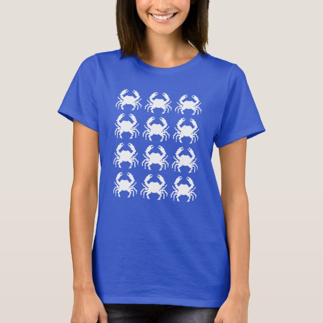 Camiseta Repetición de patrón de píxeles de cangrejo (Anverso)