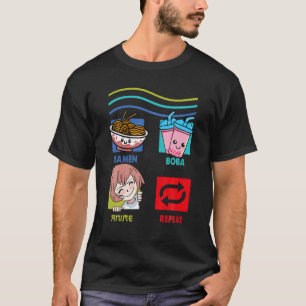 Camiseta Repetición de Ramen Boba Anime - Kawaii Bubble Tea
