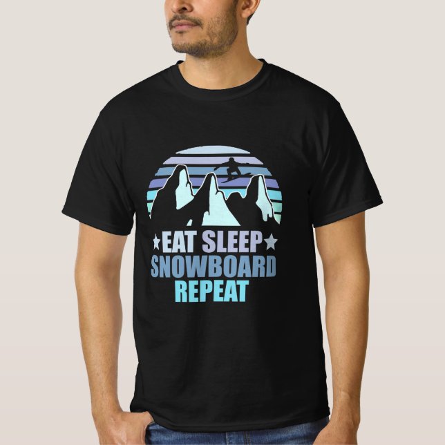 Camiseta Repetición de Snowboard de sueño (Anverso)