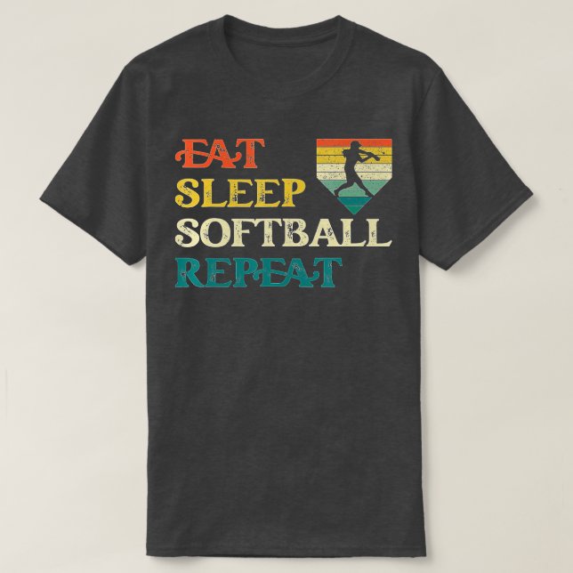 Camiseta Repetición de Softball Sleep Sleep para Chicas Ret (Diseño del anverso)