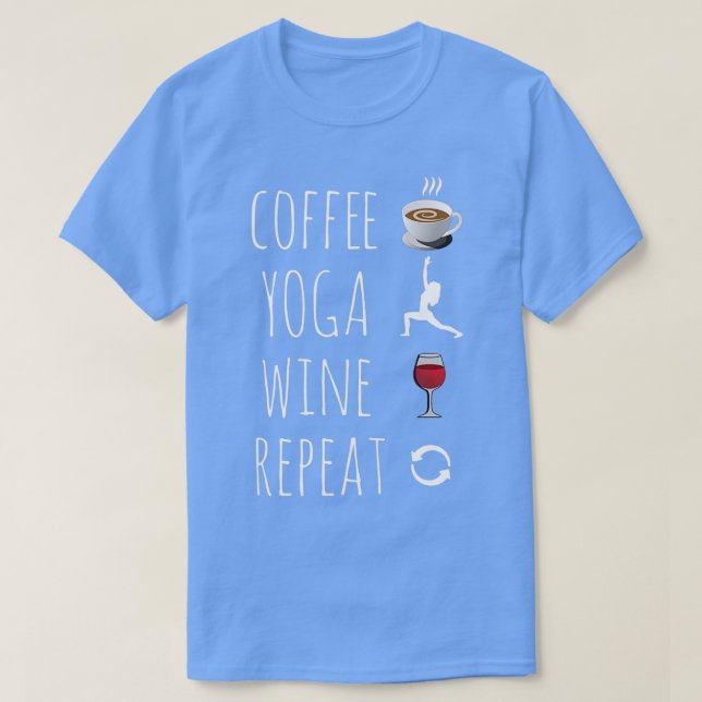 Camiseta Repetición de vinos de yoga de café (Diseño del anverso)