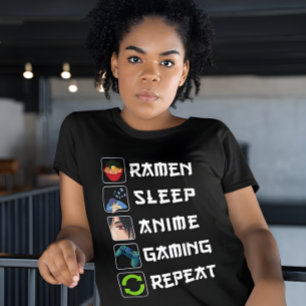 Camiseta Repetición del juego de ánime de sueño Ramen