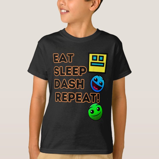 Camiseta Repetir Dash Dormir Videojuego Geometría Videojuga (Anverso)