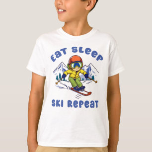 Camiseta Repite la esquí del sueño, niños amantes del esquí