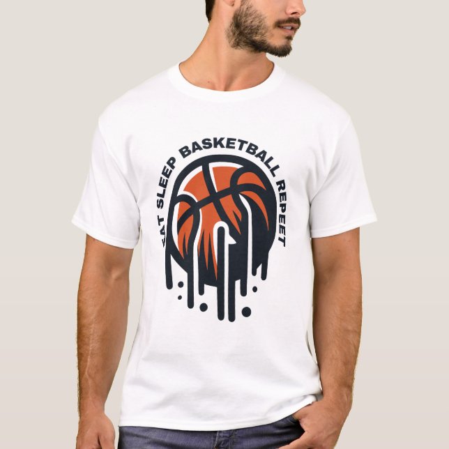 Camiseta repitiendo el básquetbol de dormir (Anverso)