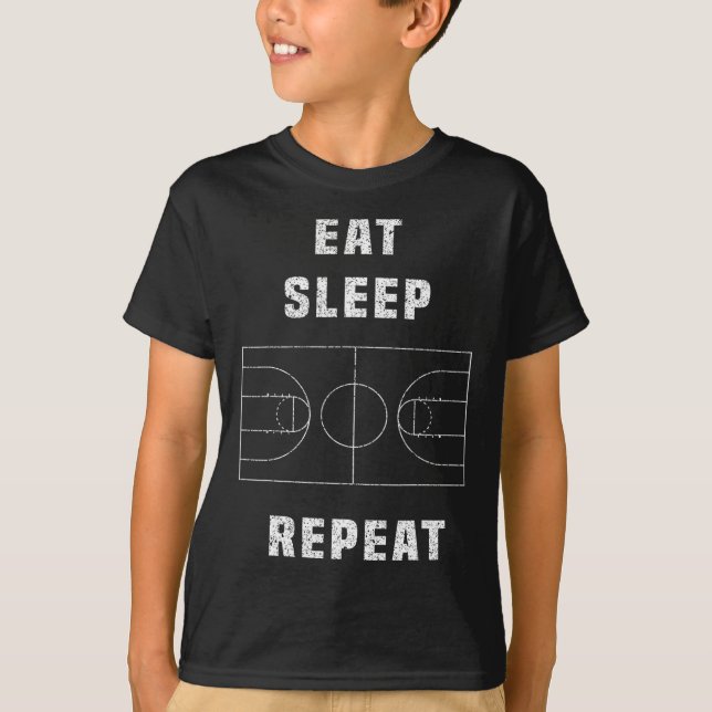 Camiseta repitiendo el básquetbol de dormir (Anverso)