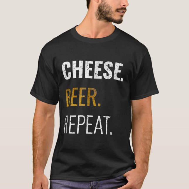 Camiseta Repito de Cerveza Queso, Novedad Divertida (Anverso)