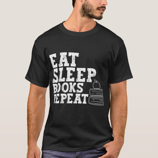 Camiseta Repito de libros de sueño, gráfico más divertido (Anverso)
