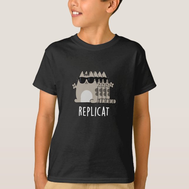Camiseta Replicar Gracioso Replicado Cat Pun Dark BG (Anverso)