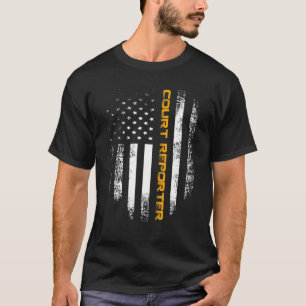 Camiseta Reportero de Tribunal Vintage con Bandera Estadoun