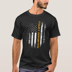Camiseta Reportero de Tribunal Vintage con Bandera Estadoun