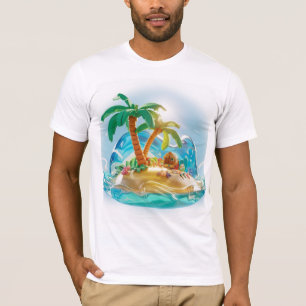 Camiseta Representación 3D de una isla tropical en verano