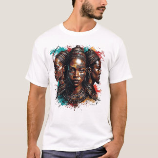 Camiseta Representación artística de tres mujeres con cara