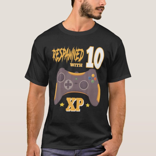 Camiseta Reproducida con 10 XP Video Gamer 10 cumpleaños Gi (Anverso)