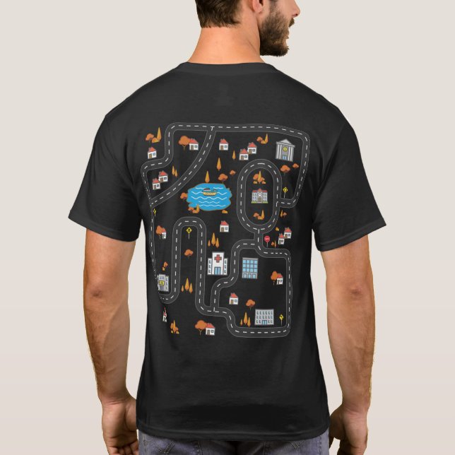 Camiseta Reproducir autos en la carrera de autos de Playmat (Reverso)