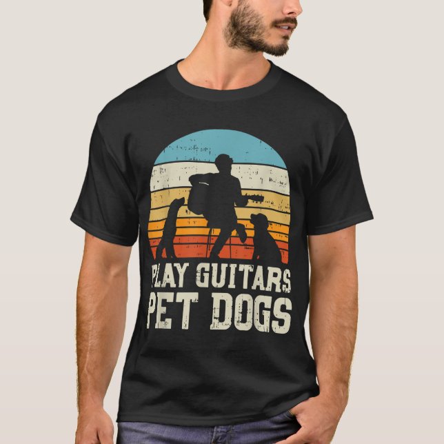 Camiseta Reproducir Guitars Mascota Perro Retro Música Guit (Anverso)
