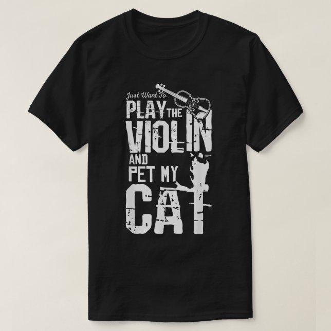 Camiseta Reproducir violín y mascota a mi gato (Diseño del anverso)