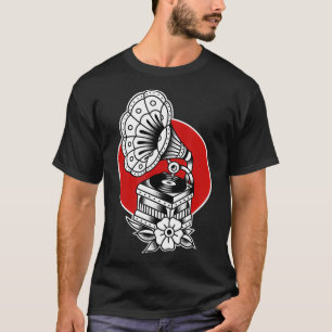 Camiseta Reproductor de discos vintage Música tradicional d