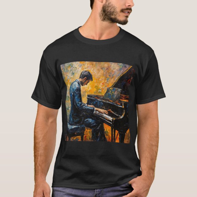Camiseta Reproductor de piano - Pintura de aceite (Anverso)