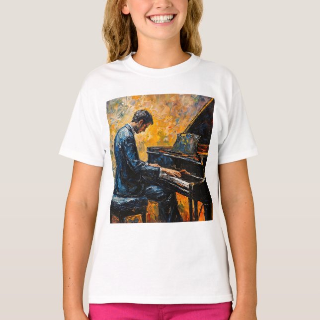Camiseta Reproductor de piano - Pintura de aceite (Anverso)