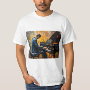 Camiseta Reproductor de piano - Pintura de aceite