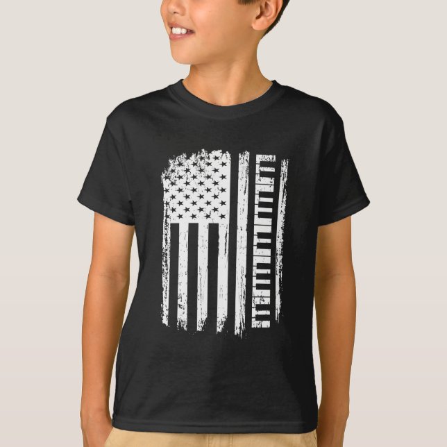 Camiseta Reproductor de teclado con bandera estadounidense  (Anverso)