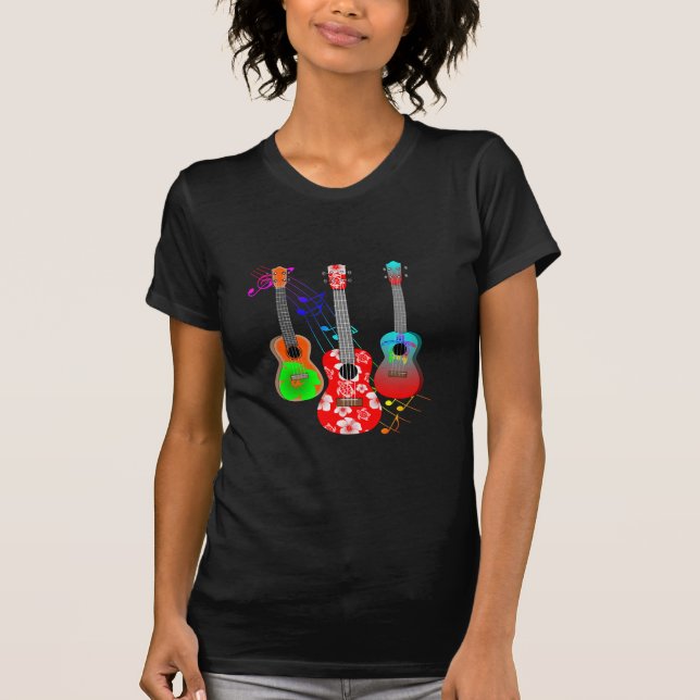 Camiseta Reproductor de Ukulele, Isla Tropical (Anverso)