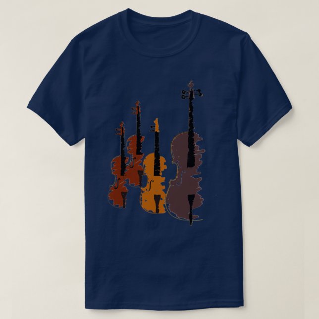 Camiseta Reproductor de violines de cuatro estilos (Diseño del anverso)