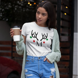 Camiseta Reproductores de renos Navidades modernos Monogram