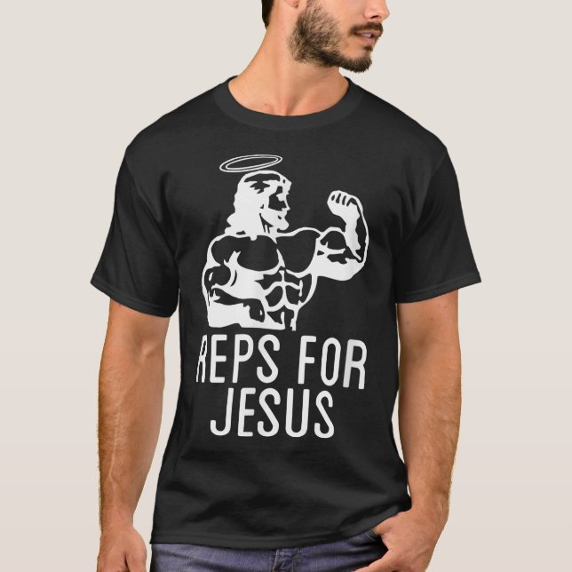 Camiseta Reps For Jesus Muscular Swole Big Jesus Funny Lift (Anverso)