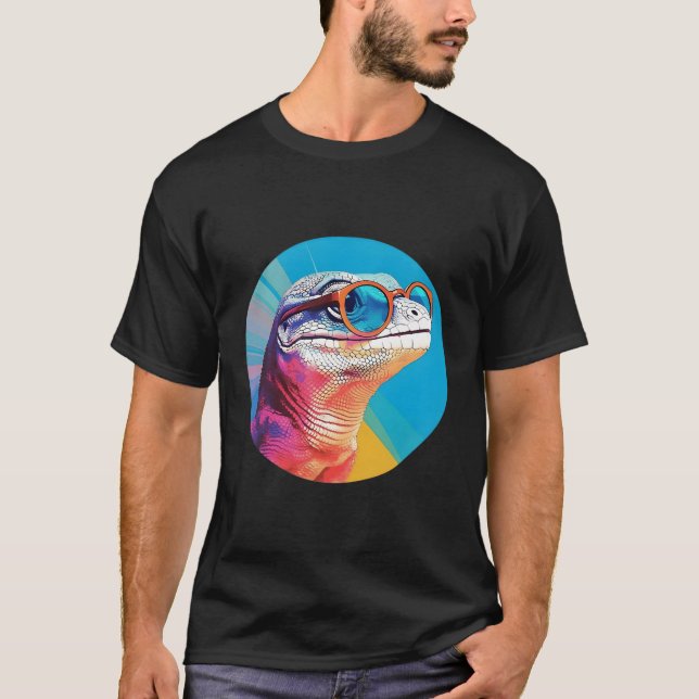 Camiseta Reptile De Rosca Azul Con Gafas De Sol (Anverso)