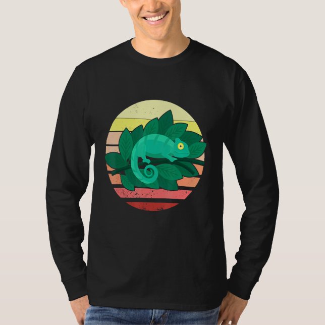 Camiseta Reptiles Chameleon Lizard Retro Sunset (Anverso)