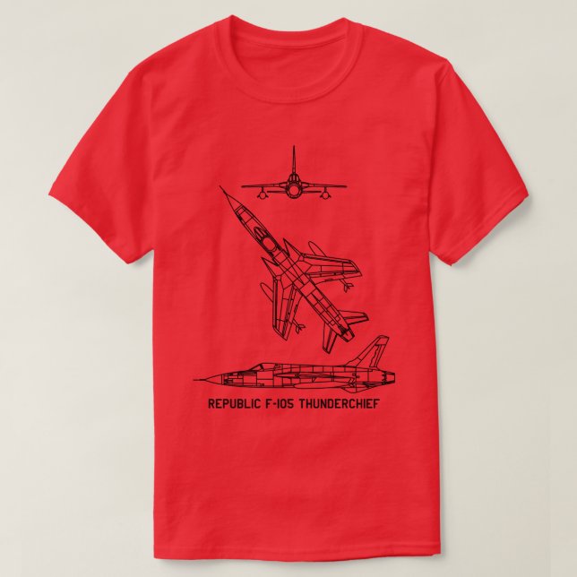 Camiseta Republic F105 Thunderchief American Plane Blueprin (Diseño del anverso)