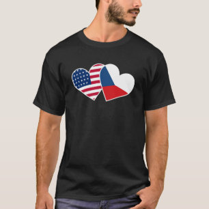 Camiseta República Checa Estados Unidos Bandera Corazón de
