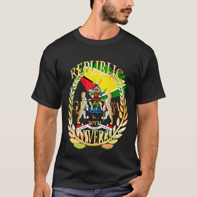 Camiseta República de Guyana, feliz 50 aniversario de la Re (Anverso)