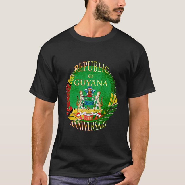 Camiseta República de Guyana, feliz 50 aniversario de la Re (Anverso)