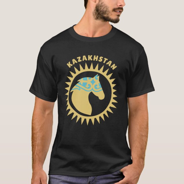 Camiseta República de Kazajistán Qazaqstán Caballo Kazakhia (Anverso)
