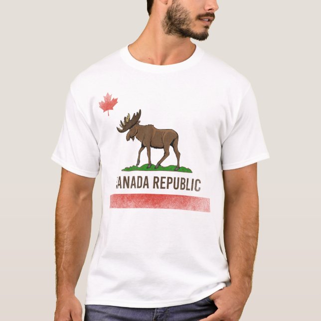 Camiseta República del Canadá: Moose del Canadá y bandera d (Anverso)