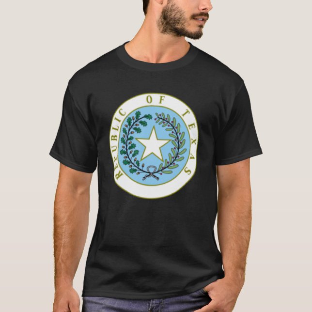 CAMISETA REPÚBLICA DEL SELLO DE BANDERAS DE EMBALAJE DE TEX (Anverso)