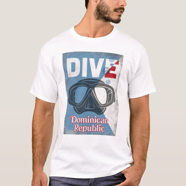 Camiseta República Dominicana Vintage Scuba Máscara de Buce (Anverso)