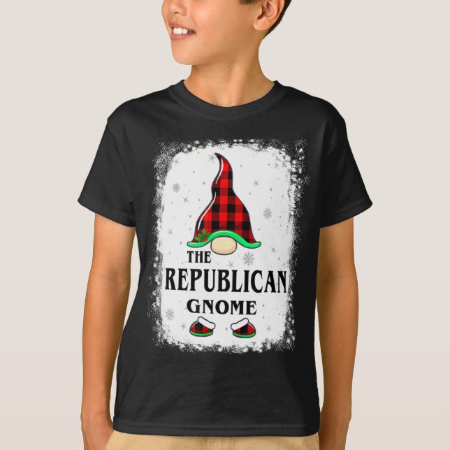 Camiseta Republican Gnome Buffalo Plaid Matching Family Xma (Anverso)