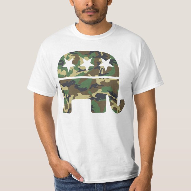Camiseta republicana del elefante del camuflaje (Anverso)