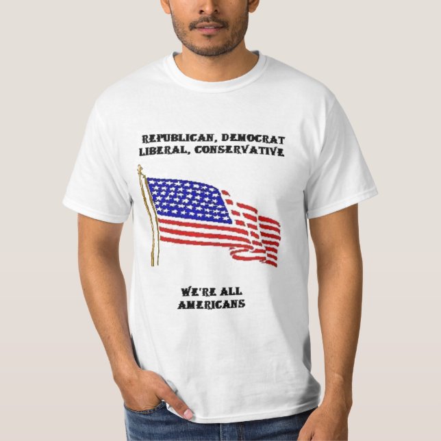CAMISETA REPUBLICANO, DEMÓCRATA, LIBERAL, CONSERVADOR, (Anverso)