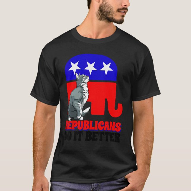 Camiseta Republicans Do It Better Cat Politics USA American (Anverso)