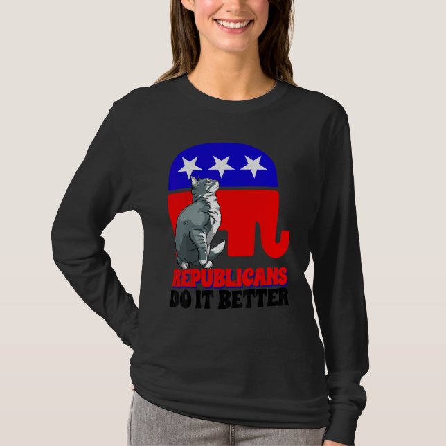Camiseta Republicans Do It Better Cat Politics USA American (Anverso)