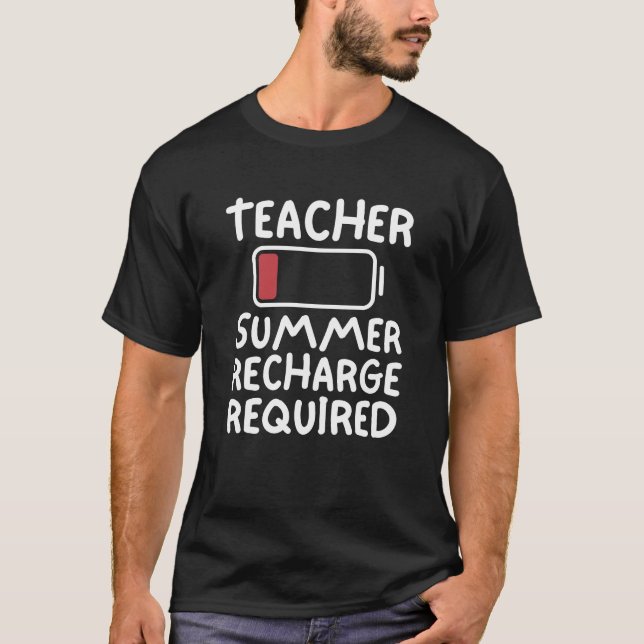 Camiseta Requiere recarga de verano para profesores (Anverso)