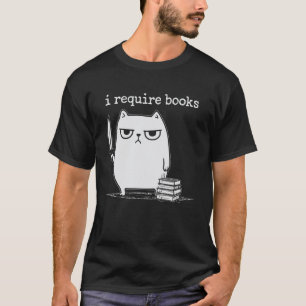 Camiseta Requiero Libros Gato Divertido Manga Larga