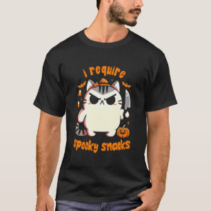Camiseta Requiero Snacks Espeluznantes Gato Malhumorado Hal