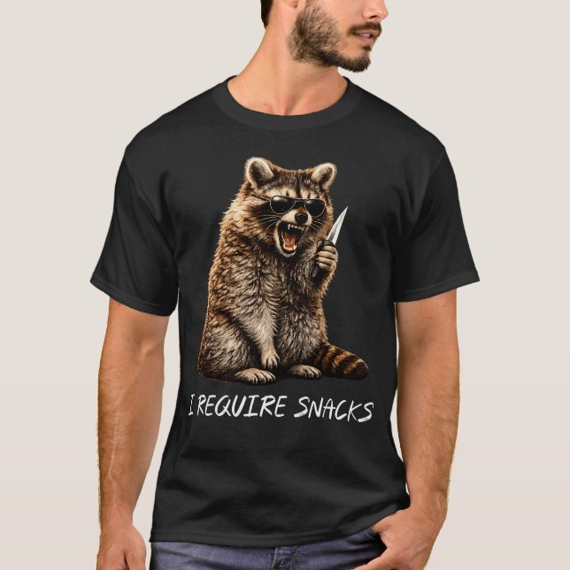 Camiseta Requiero Snacks Mapache Animal Divertido (Anverso)
