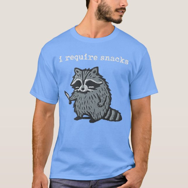 Camiseta Requiero Snacks Mapache vintage divertido (Anverso)